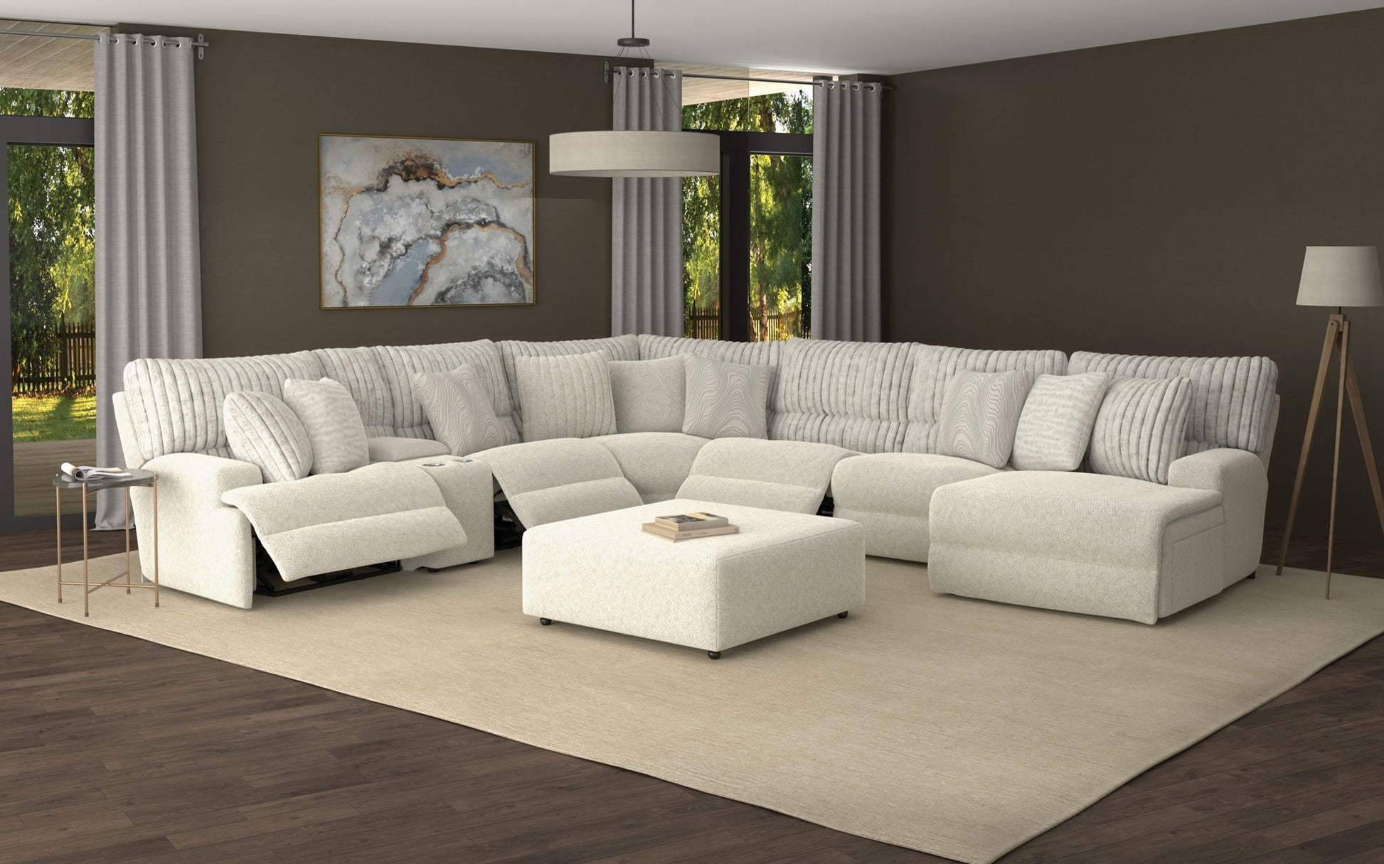 Carmen - Castered Cocktail Ottoman - Bone - Hornell Furniture Outlet