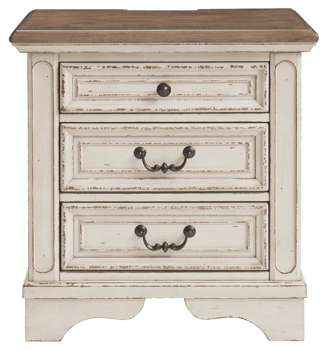 Realyn - White / Brown / Beige - Three Drawer Night Stand - Hornell Furniture Outlet