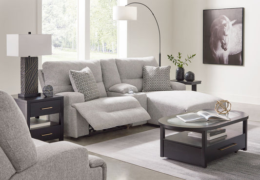Acklen Place - Pewter - 4 Pc. - 3 - Piece Power Reclining Sectional Sofa With Raf Chaise, Wide Seat Power Recliner - Hornell Furniture Outlet