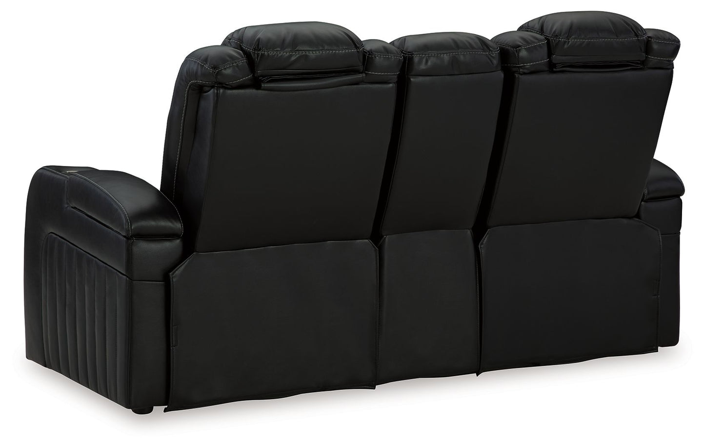 Caveman Den - Midnight - Power Reclining Loveseat with Console/ Adj Hdrst - Hornell Furniture Outlet