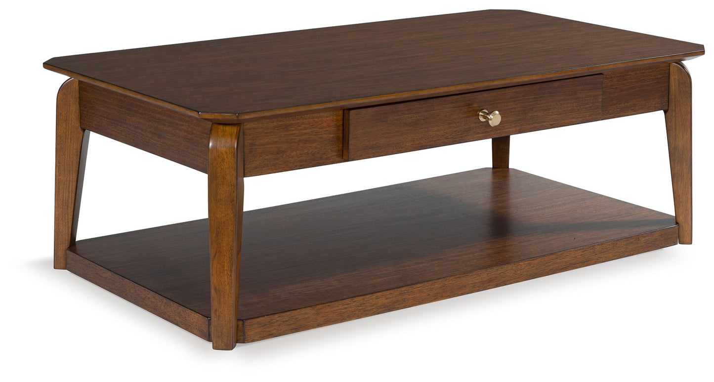 Trenmour - Medium Brown - Rectangular Cocktail Table - Hornell Furniture Outlet