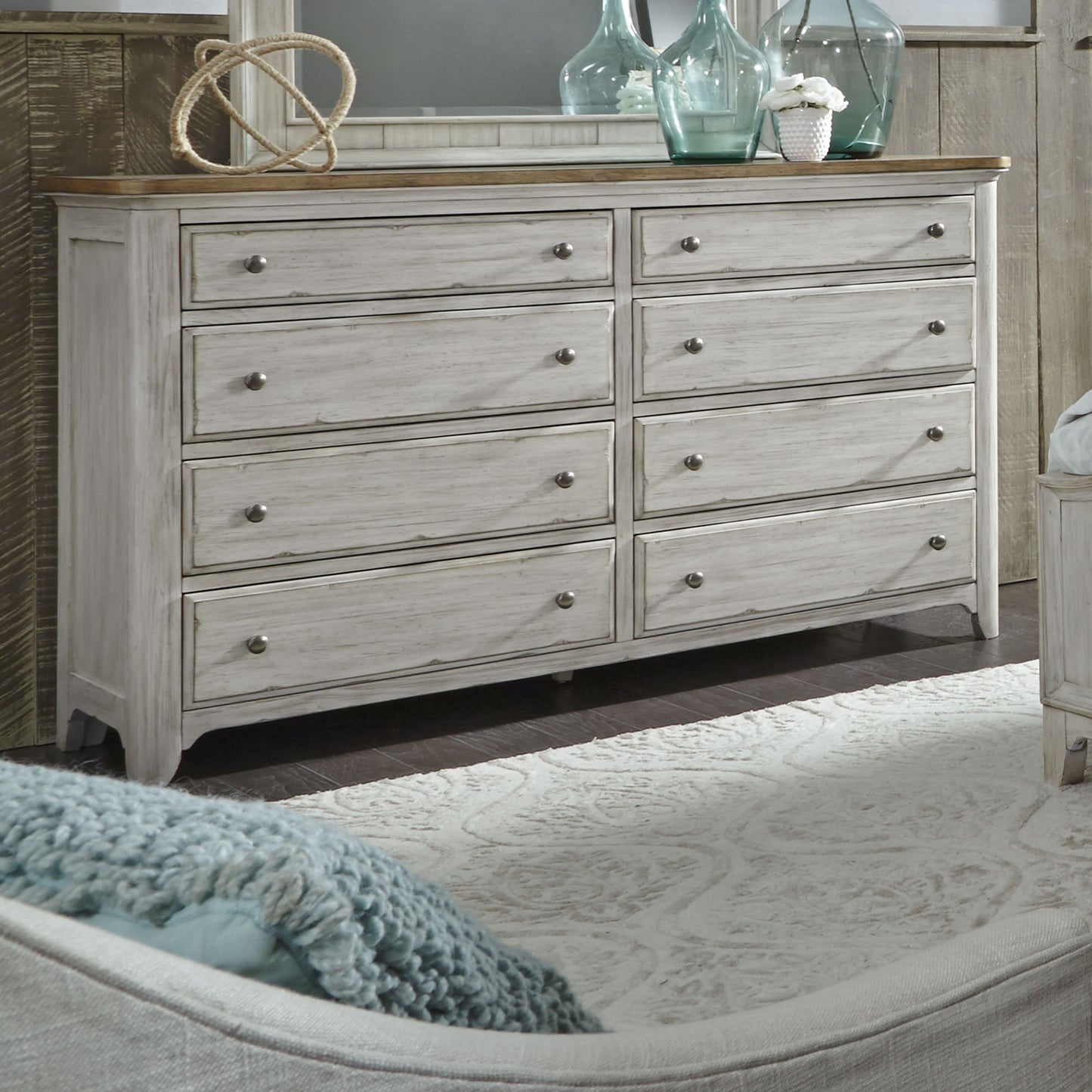 Farmhouse Reimagined - 8 Drawer Dresser - White - Hornell Furniture Outlet