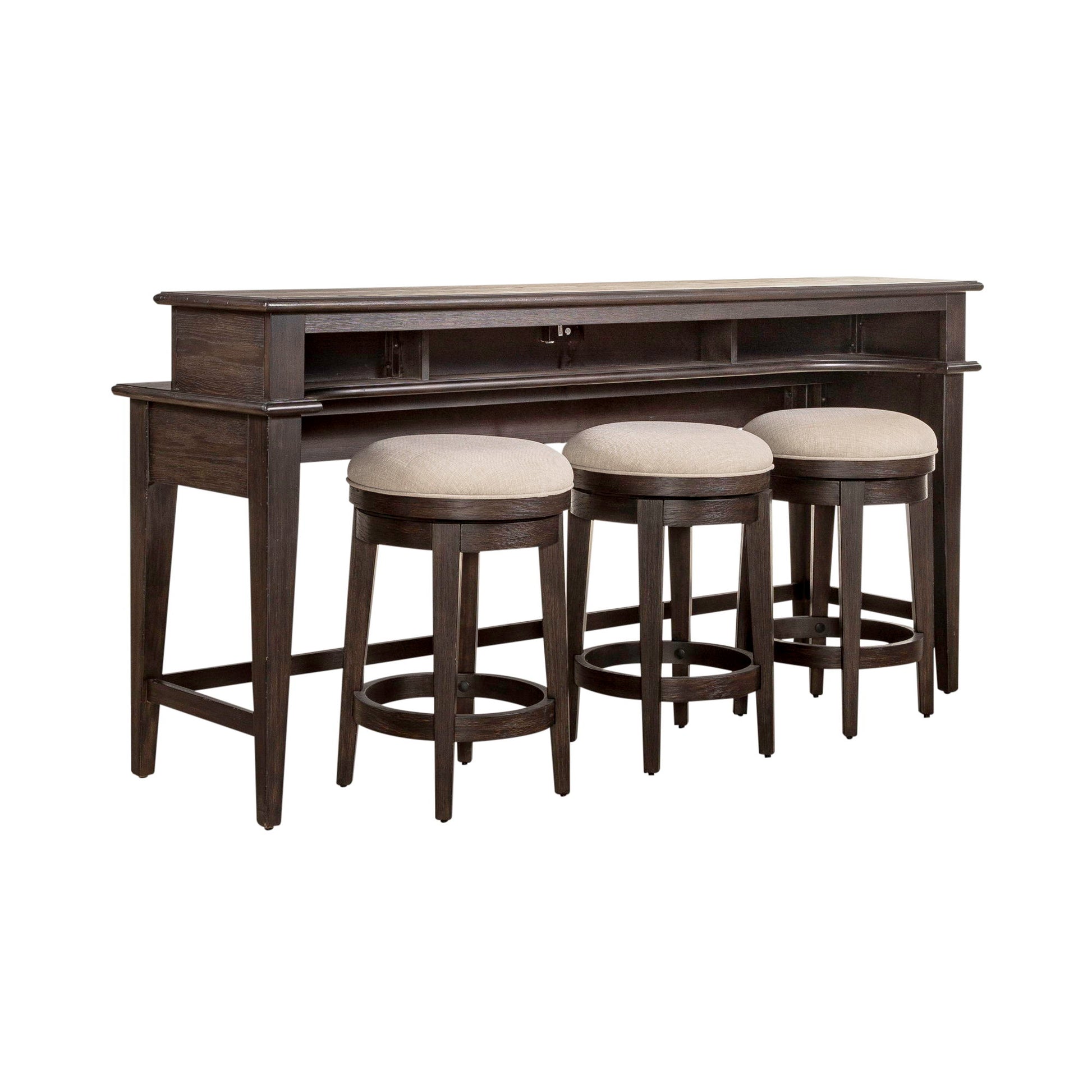 Mill Creek - 4 Piece Console Set (Bar Console & 3 Stools) - Dark Brown - Hornell Furniture Outlet