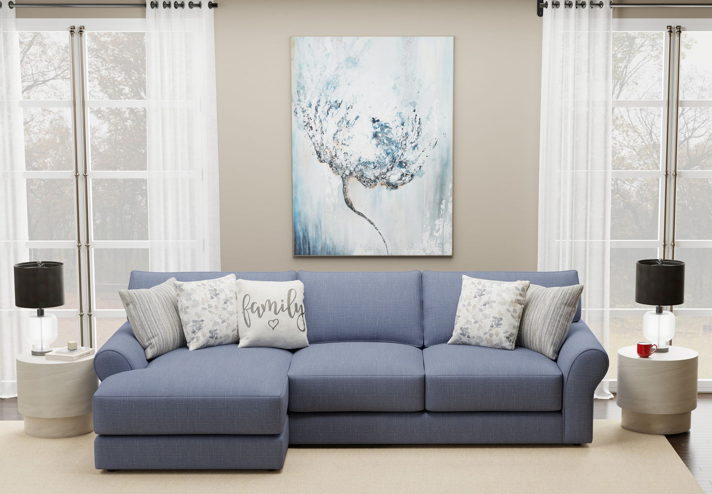 Cape May - Sofa Chaise With Comfort Coil Seating And 5 Accent Pillows Included - Hornell Furniture Outlet