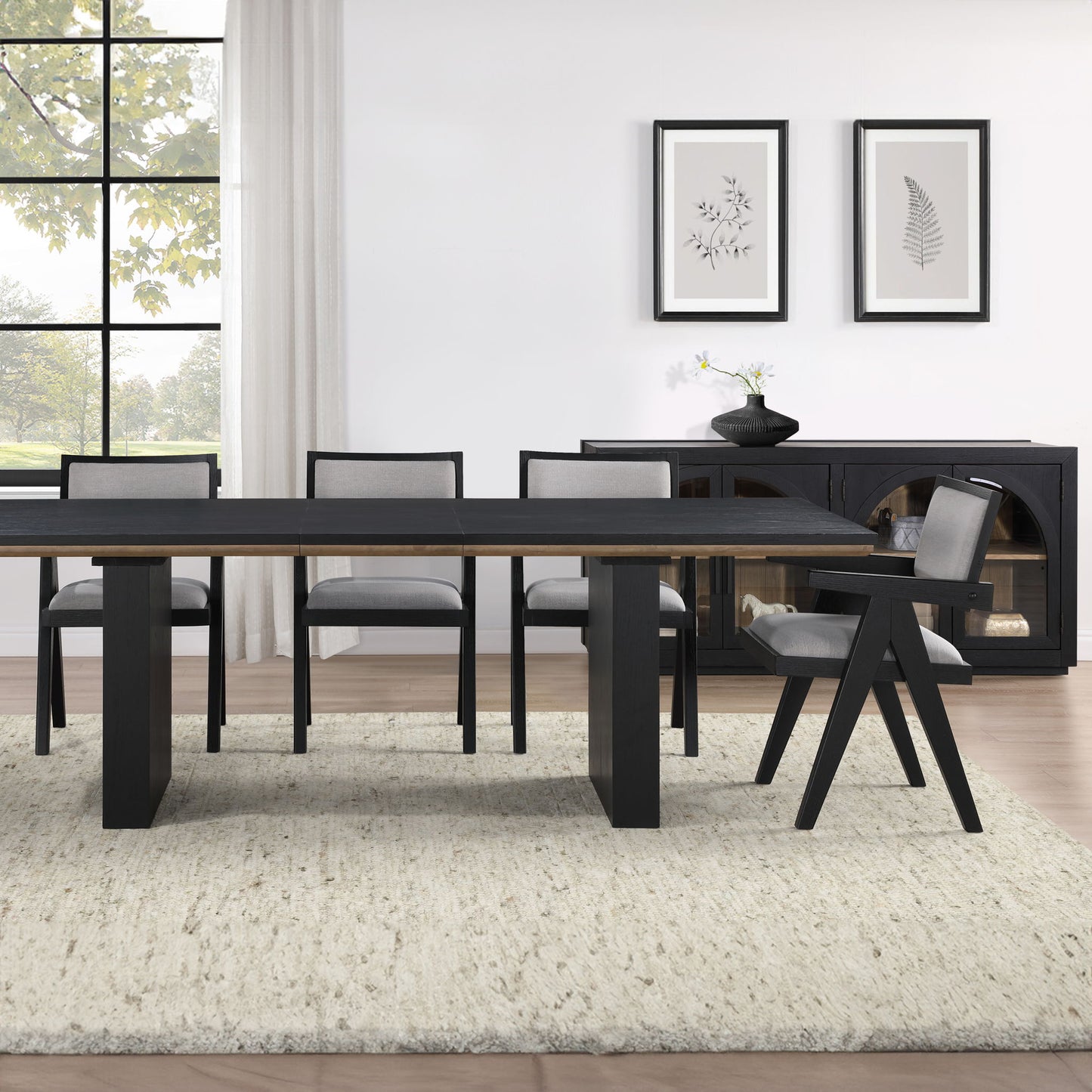 Magnolia - Table 5 Piece Arm Chair Set - Black - Hornell Furniture Outlet