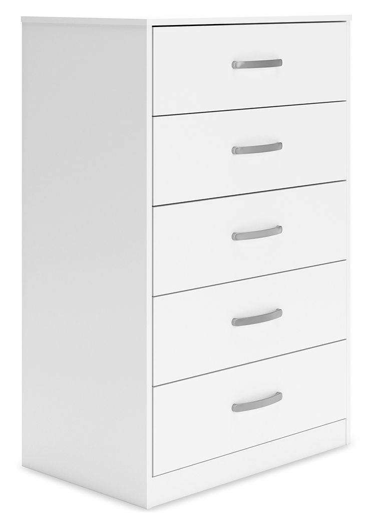 Flannia - White - Five Drawer Chest - 46" Height - Hornell Furniture Outlet