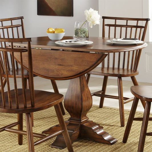 Creations - Round Drop Leaf Table - Dark Brown - Hornell Furniture Outlet