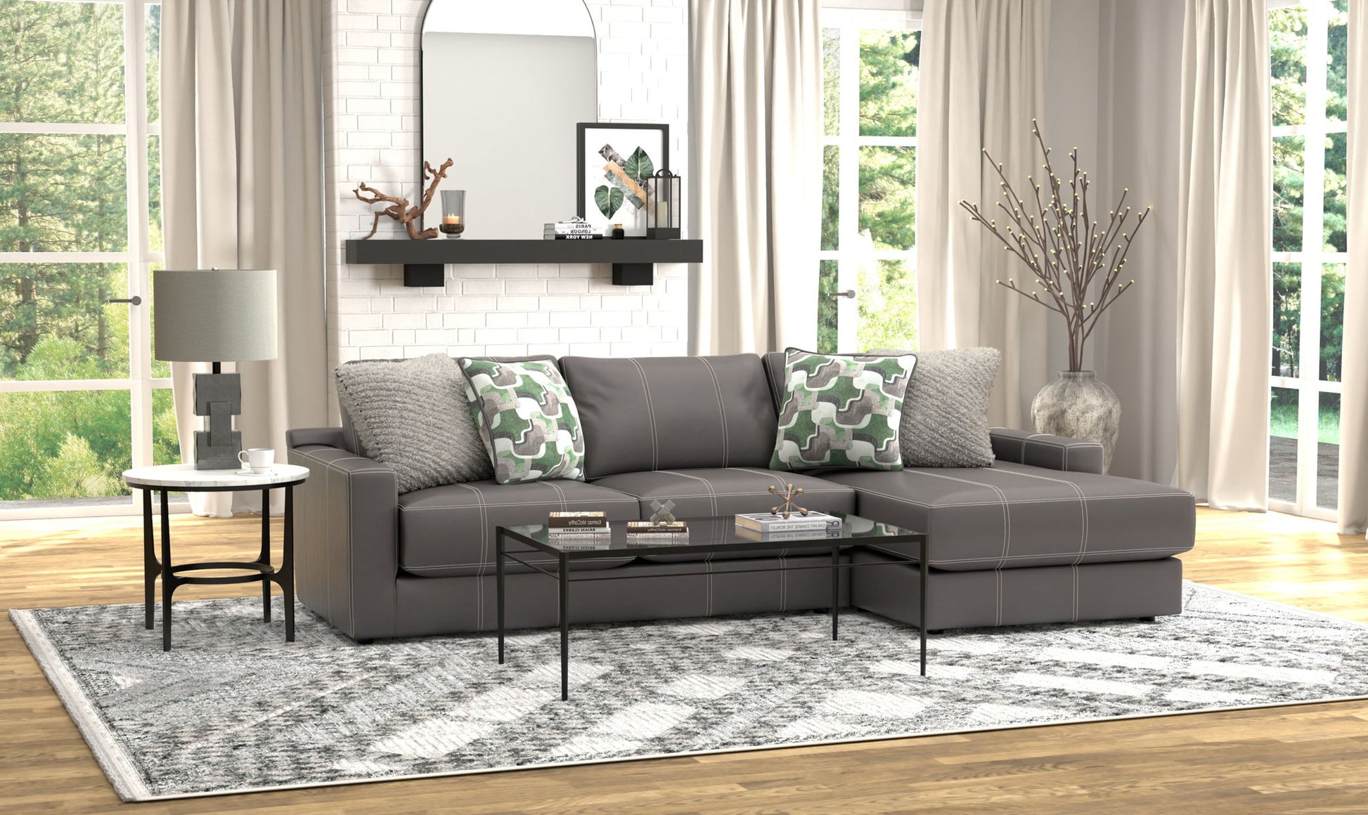 Minori - Italian Leather Sectional - Hornell Furniture Outlet