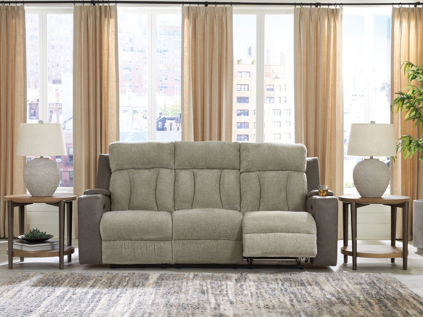 WhipLash - Sisal - Power Reclining Sofa With Adj Headrest - Hornell Furniture Outlet