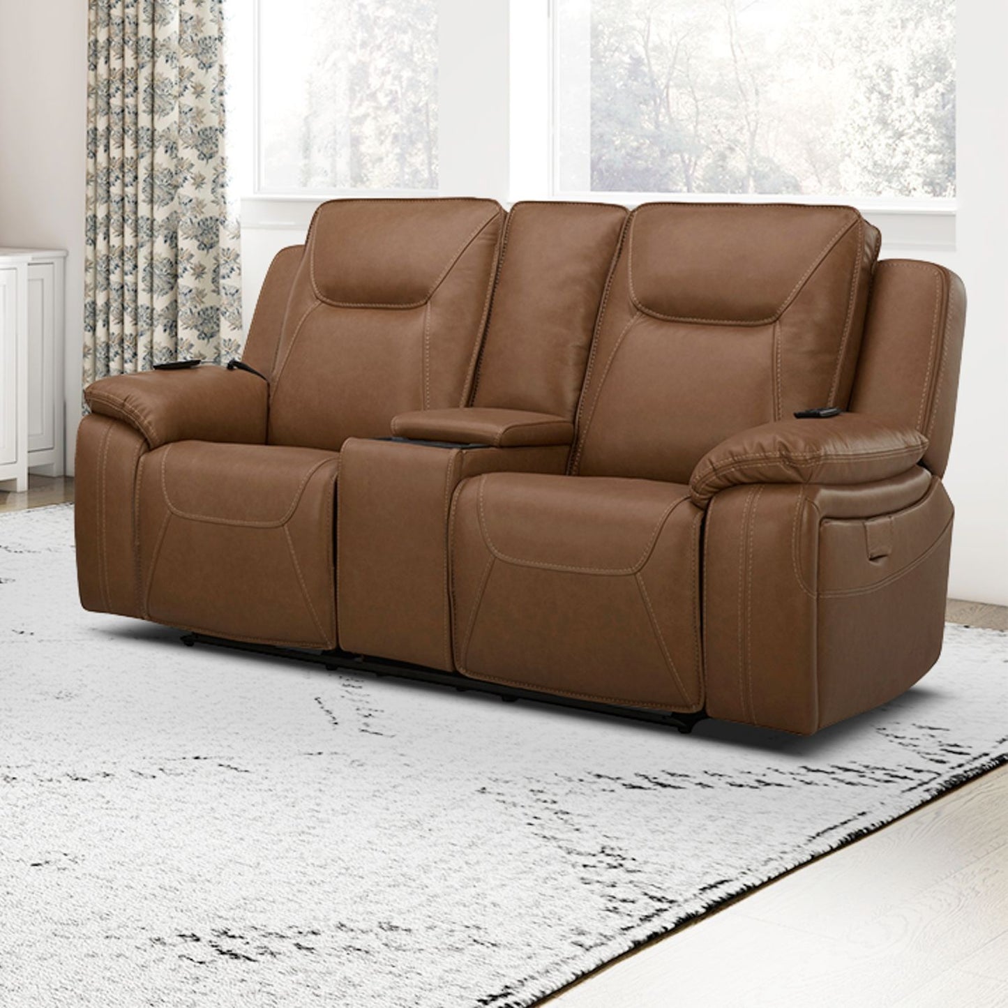 Callihan - Loveseat With Console P3 & ZW - Brown - Hornell Furniture Outlet