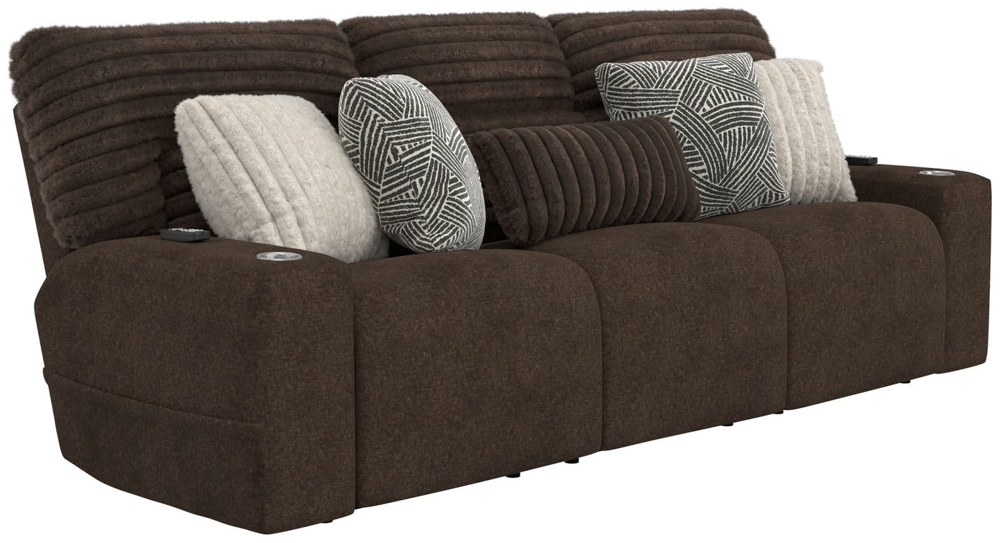 Zen - Power Reclining Sofa With CR3 Heat/Massage/Zero Gravity - Chocolate - Hornell Furniture Outlet
