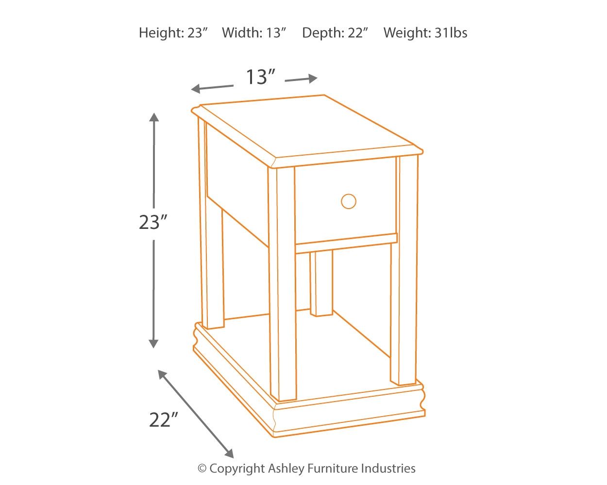 Breegin - Brown - Chair Side End Table - Removable Tray - Hornell Furniture Outlet