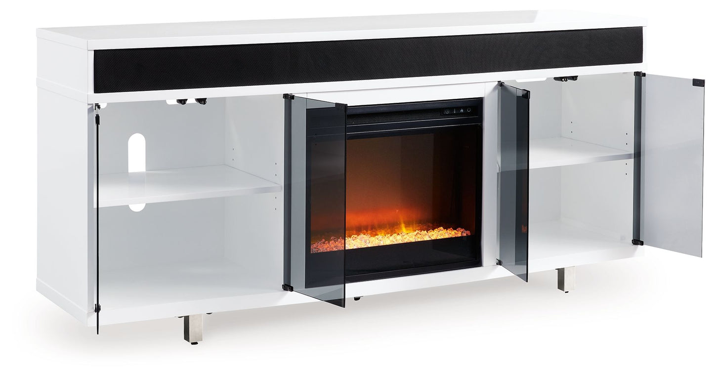 Gardoni - White / Black - 72" TV Stand With Electric Fireplace - Hornell Furniture Outlet