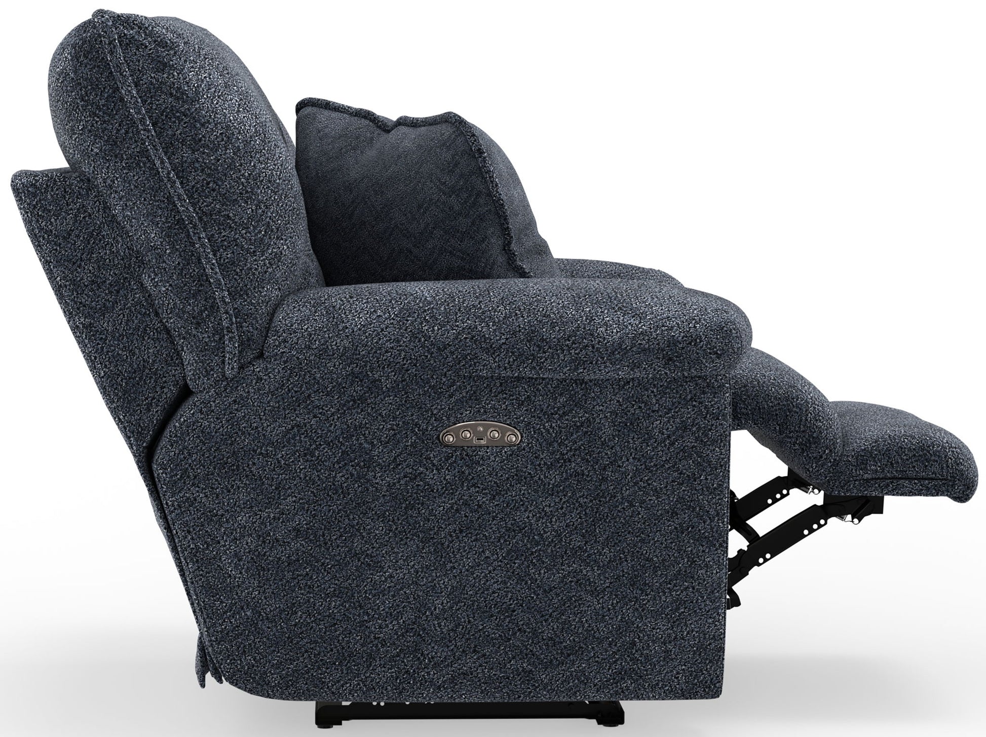Paxon - Deep Seat Power Lay Flat Recliner With Power Adjustable Headrest - Smoke - Hornell Furniture Outlet