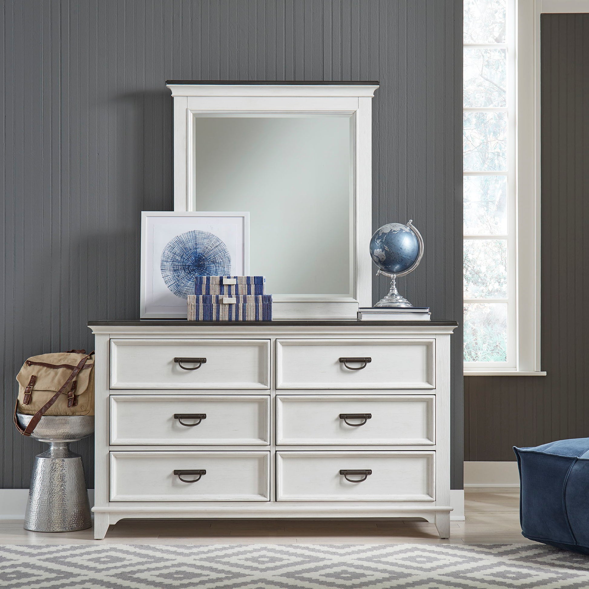 Allyson Park - Dresser & Mirror (6 Drawer Dresser) - White - Hornell Furniture Outlet