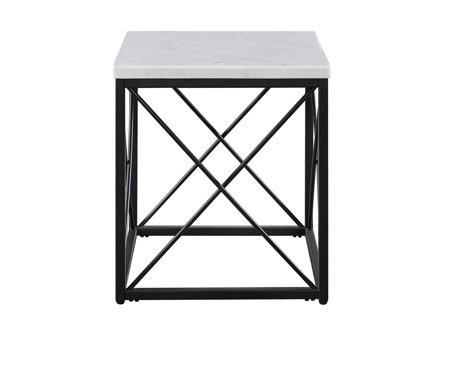 Skyler - Square End Table With Marble Top - White - Hornell Furniture Outlet