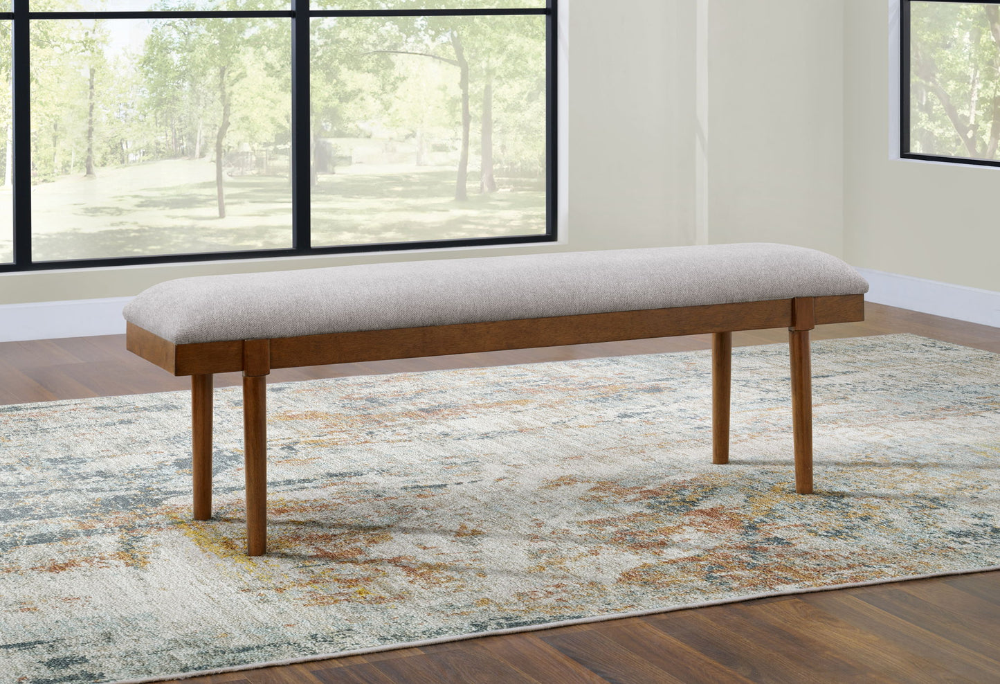 Lyncott - Gray / Brown - Large Upholstered Dining Room Bench - Hornell Furniture Outlet