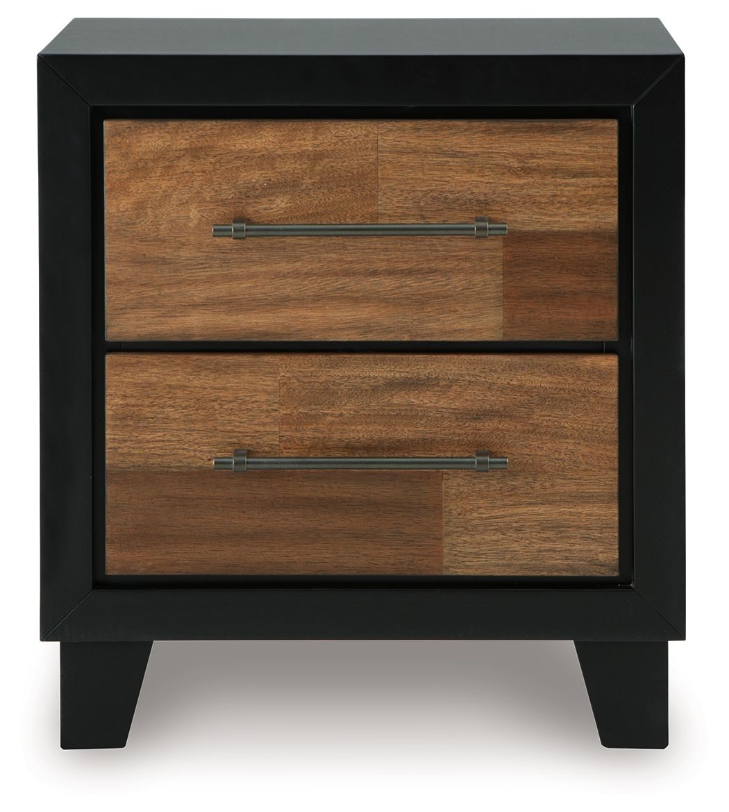 Kraeburn - Brown / Black - Two Drawer Night Stand - Hornell Furniture Outlet