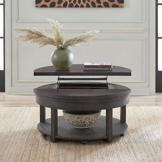 Weston - Round Lift Top Cocktail Table - Brown - Hornell Furniture Outlet