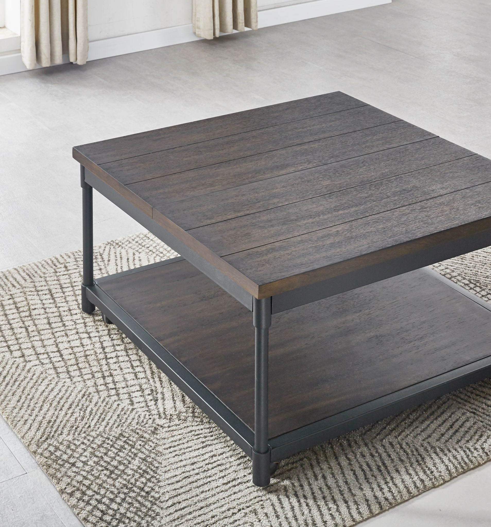 Prescott - Lift - Top Square Cocktail Table - Brown - Hornell Furniture Outlet