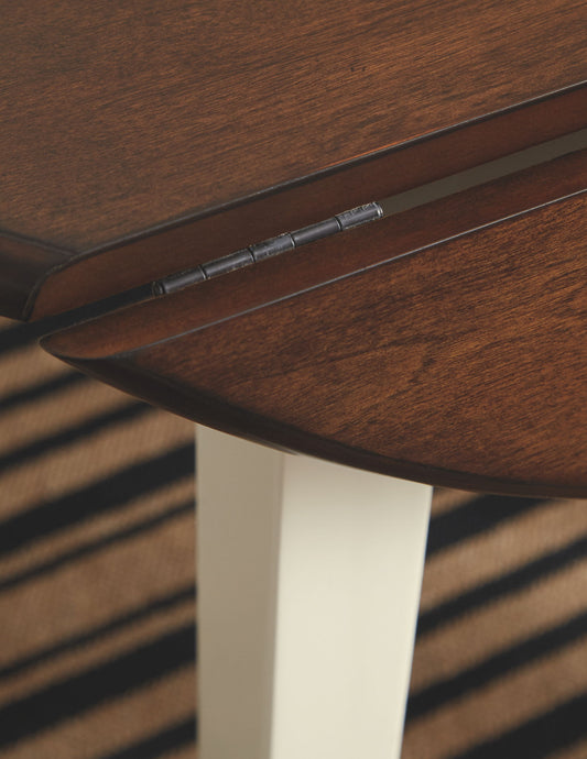 Woodanville - Cream / Brown - Round DRM Drop Leaf Table - Hornell Furniture Outlet