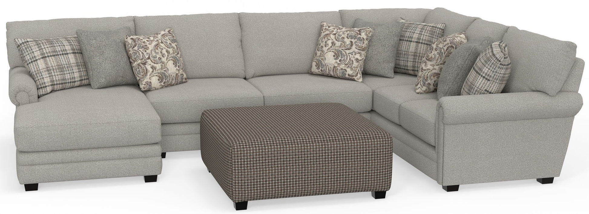 Livingston - Sectional With Comfort Coil Seating, 40" Cocktail Ottoman And Accent Pillows Included - Hornell Furniture Outlet