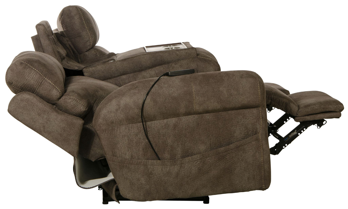 Tranquility - Power Headrest Power Lay Flat Reclining Sofa With DDT / CR3 Heat / Massage / Lumbar - Pewter - Hornell Furniture Outlet