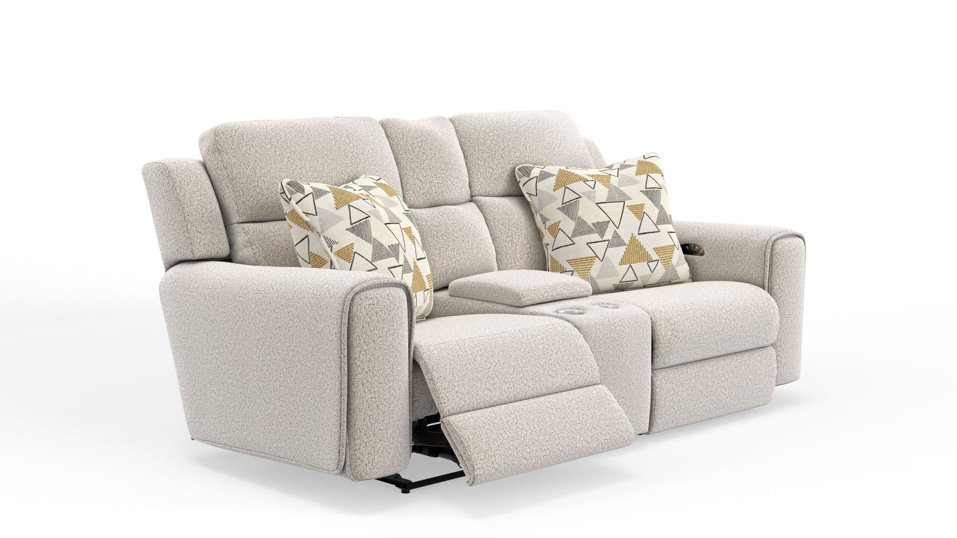 Micah - Power Headrest Power Deep Seat Reclining Console Loveseat - Oatmeal - Hornell Furniture Outlet