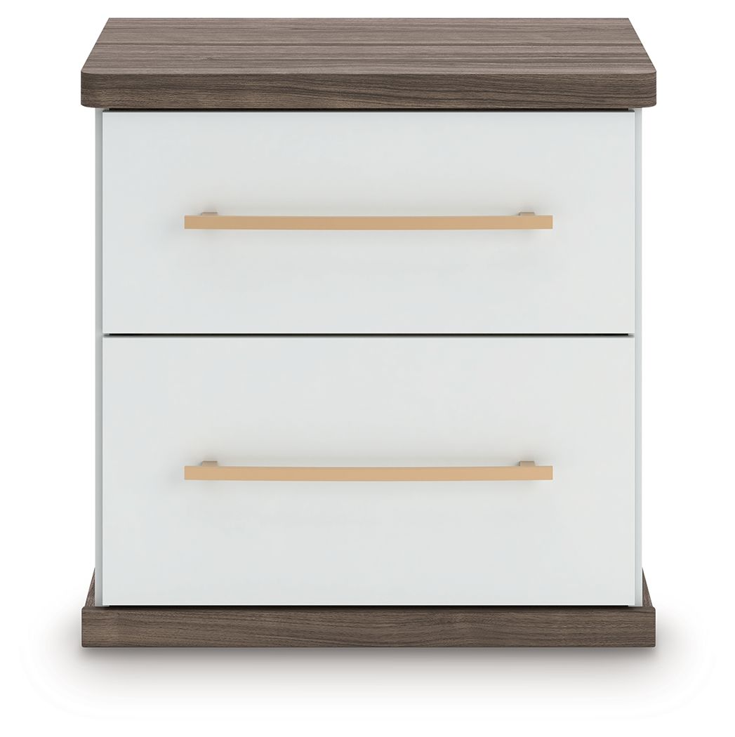 Kendanport - Brown / White - Two Drawer Night Stand - Hornell Furniture Outlet