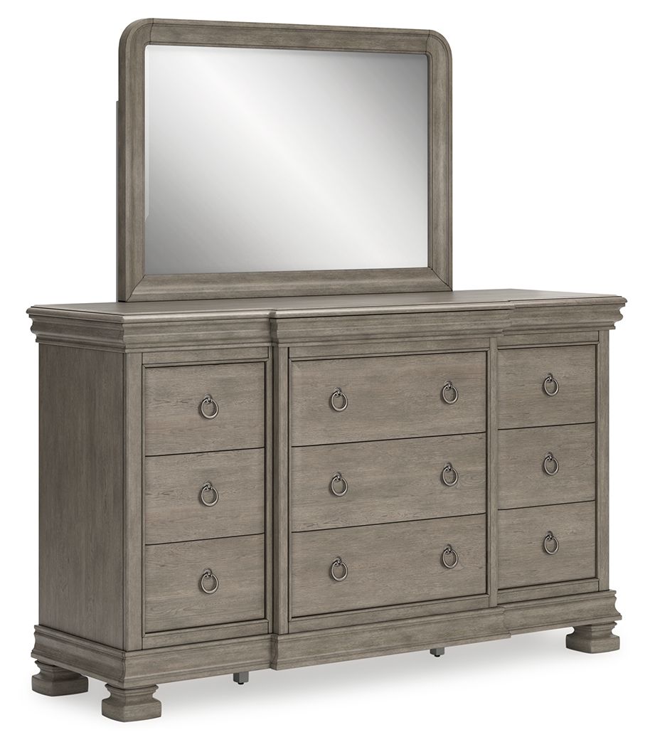 Lexorne - Gray - Dresser And Mirror - Hornell Furniture Outlet