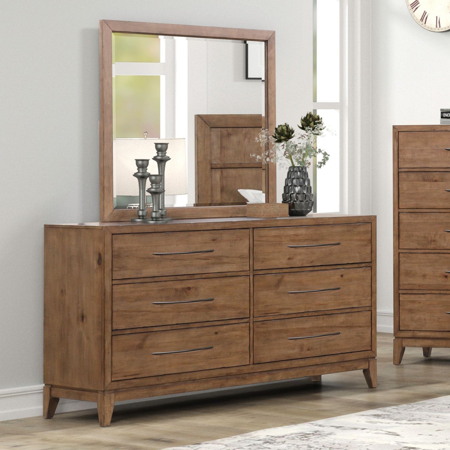 Shaker Lakes - Dresser & Mirror - Brown - Hornell Furniture Outlet