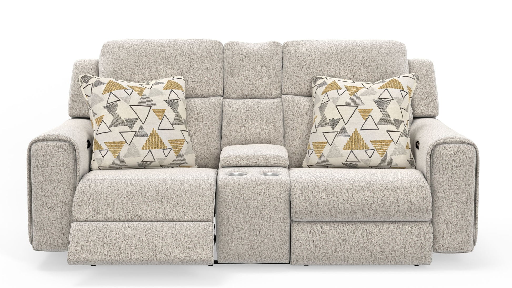 Micah - Power Headrest Power Deep Seat Reclining Console Loveseat - Oatmeal - Hornell Furniture Outlet