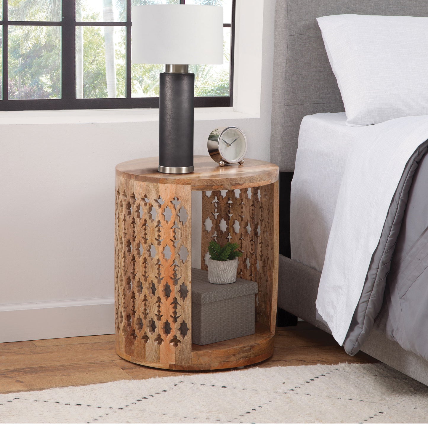 Brinley - Round End Table - Light Brown - Hornell Furniture Outlet