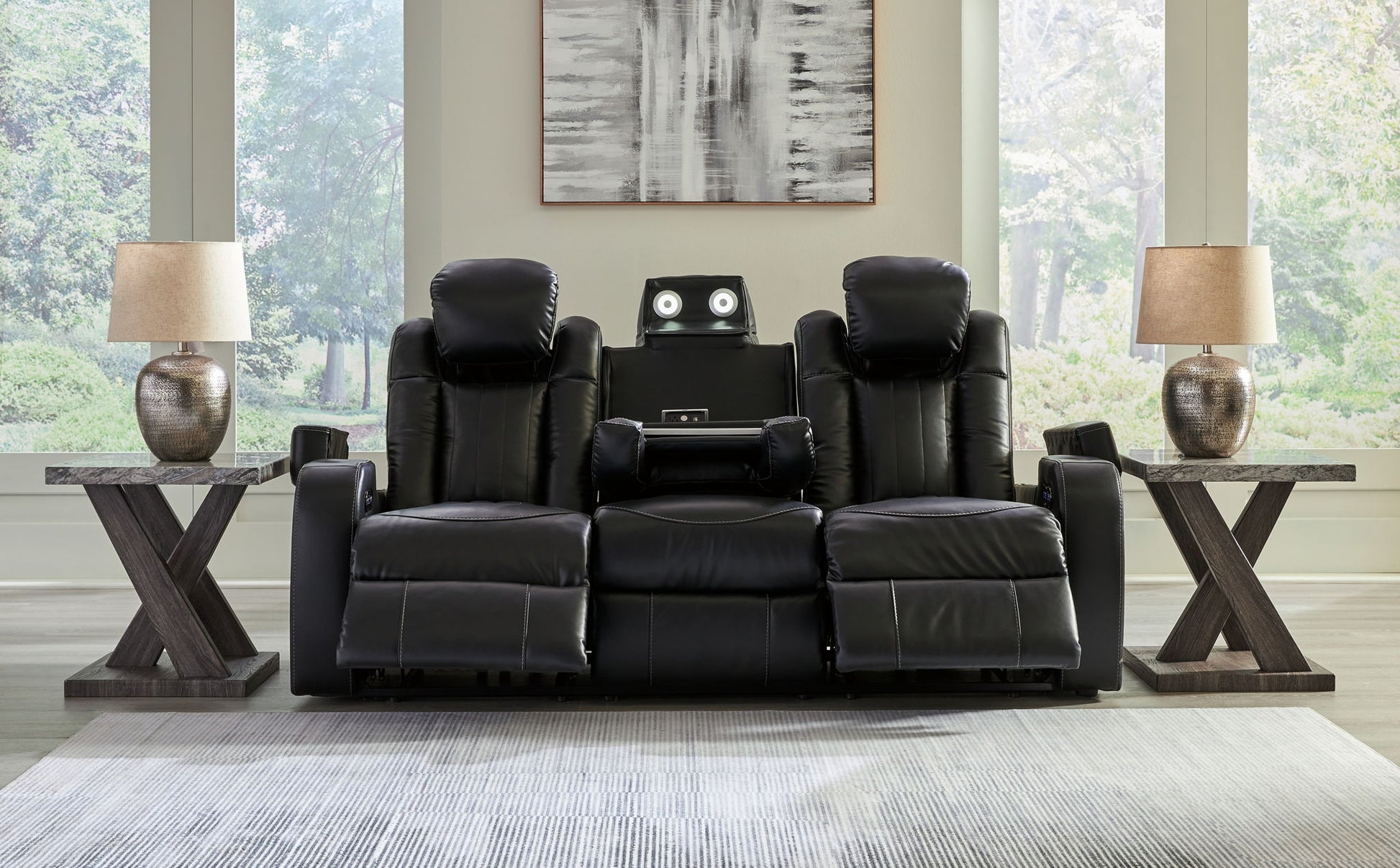 Caveman Den - Midnight - Power Reclining Sofa With Adj Headrest - Hornell Furniture Outlet