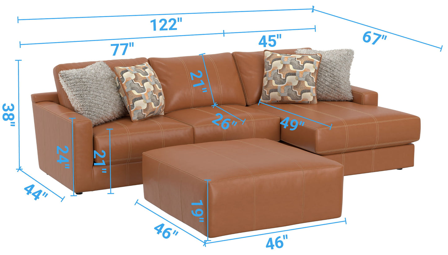 Minori - Italian Leather Sofa / Chaise And Cocktail Ottoman - Hornell Furniture Outlet