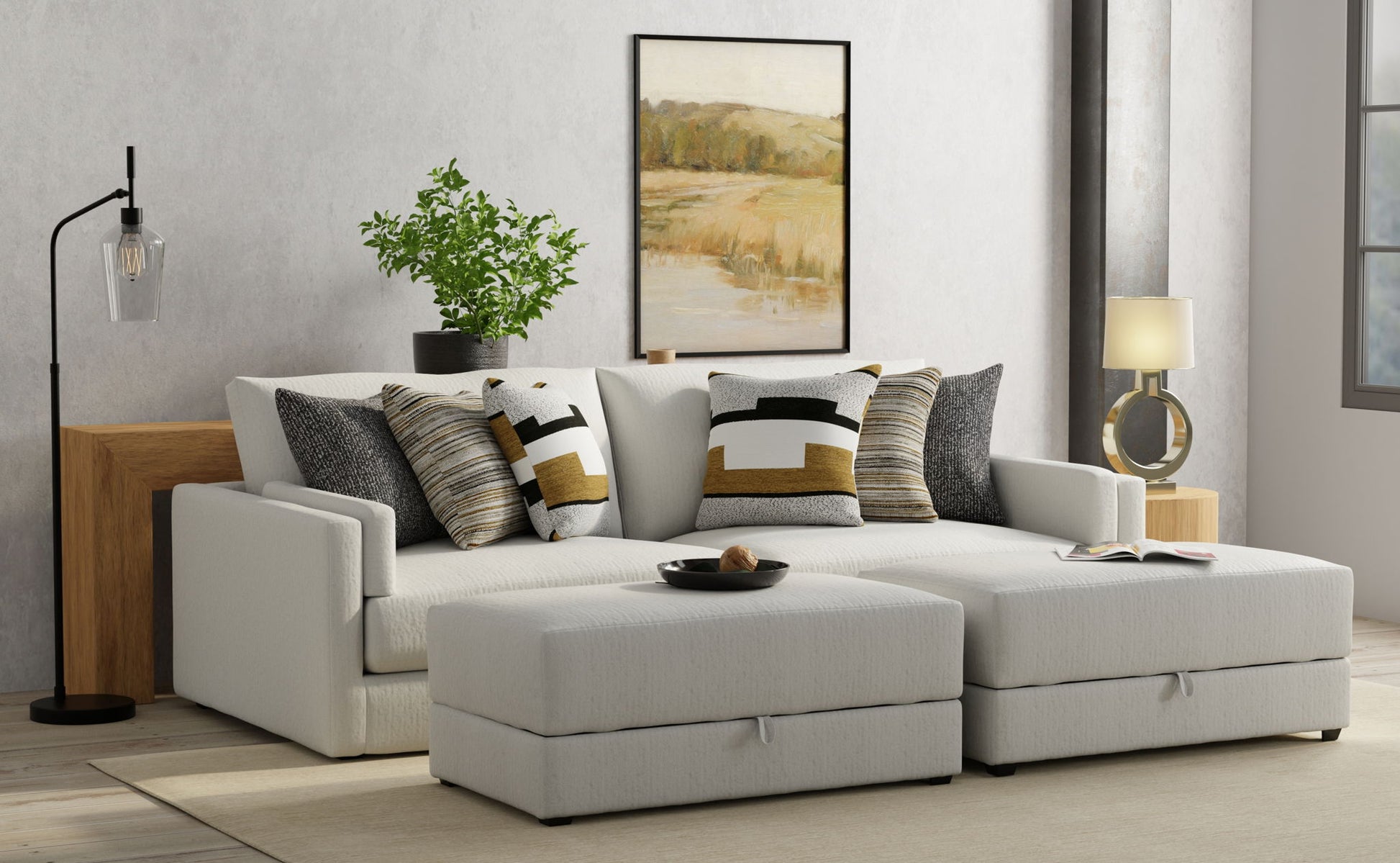 Trevor - Extra Deep Oversized Sofa With Included Storage Cocktail Ottoman - Hornell Furniture Outlet