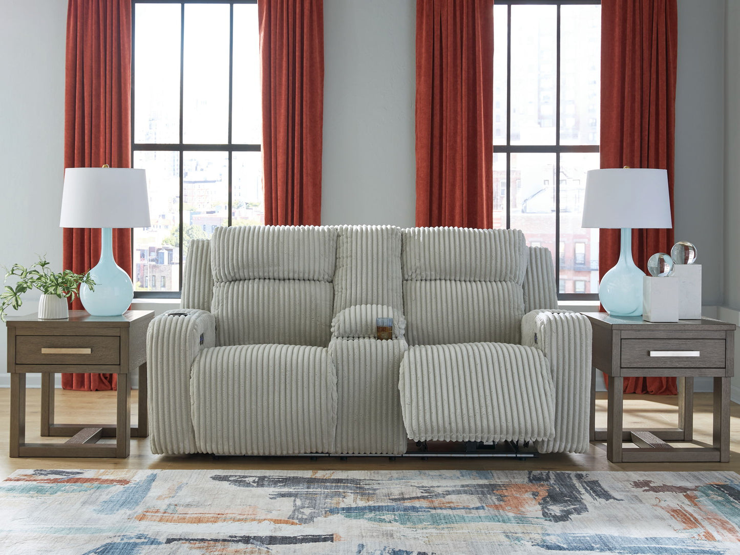 Forest Lake - Power Reclining Loveseat With Console / Adj Headrest - Hornell Furniture Outlet