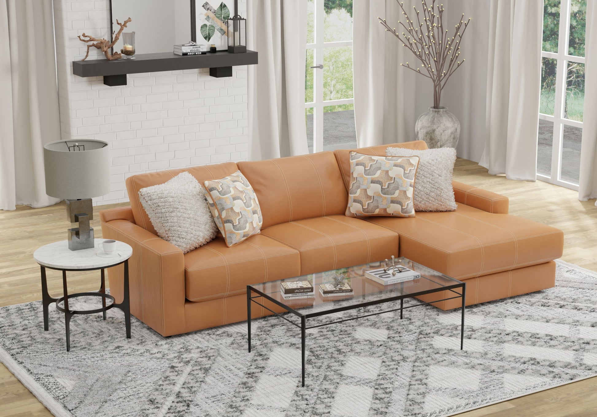 Minori - Italian Leather Sectional - Hornell Furniture Outlet