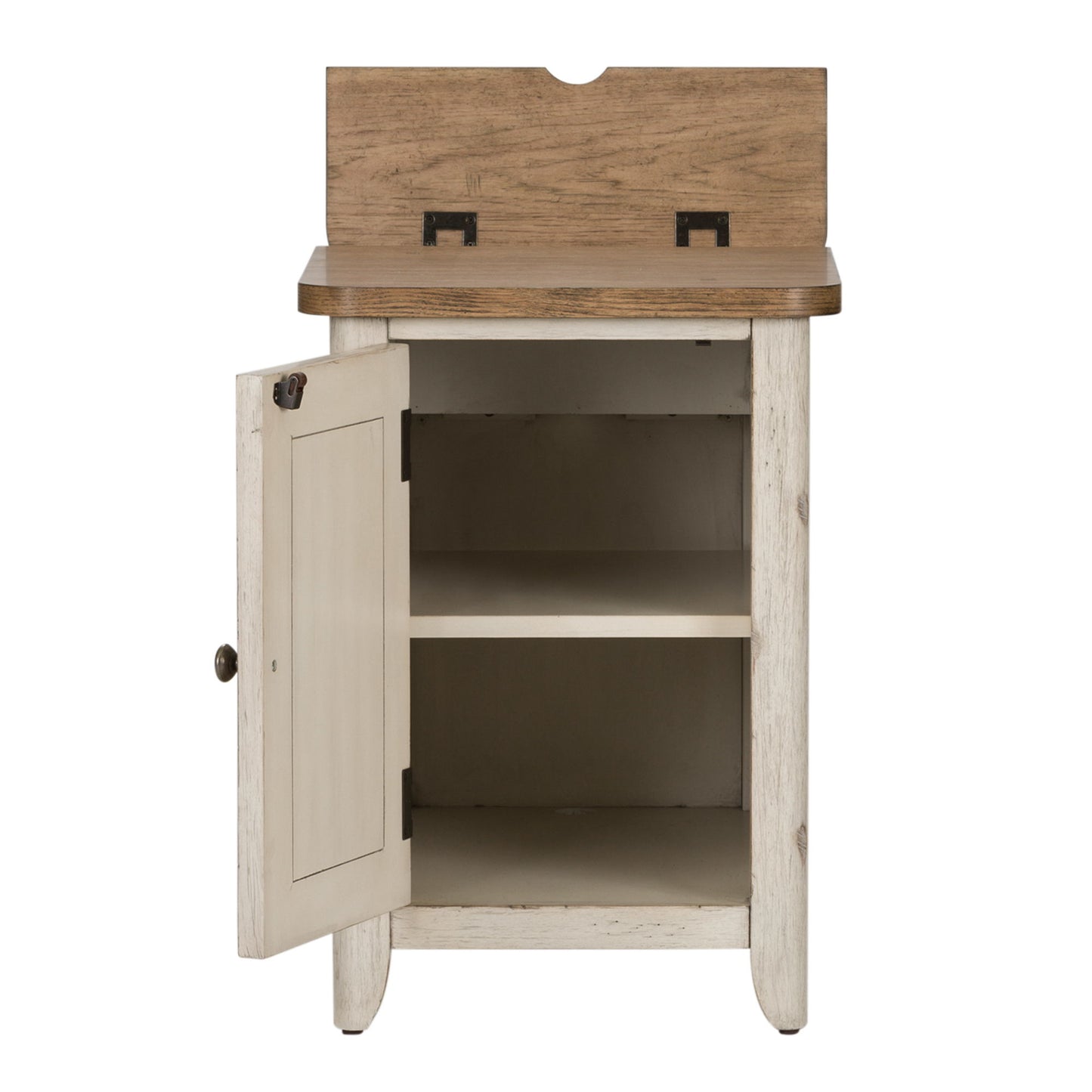 Farmhouse Reimagined - Door Chair Side Table With Charging Station - White - Hornell Furniture Outlet