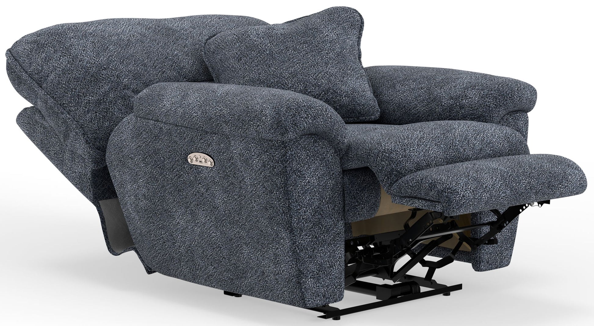 Paxon - Deep Seat Power Lay Flat Recliner With Power Adjustable Headrest - Smoke - Hornell Furniture Outlet