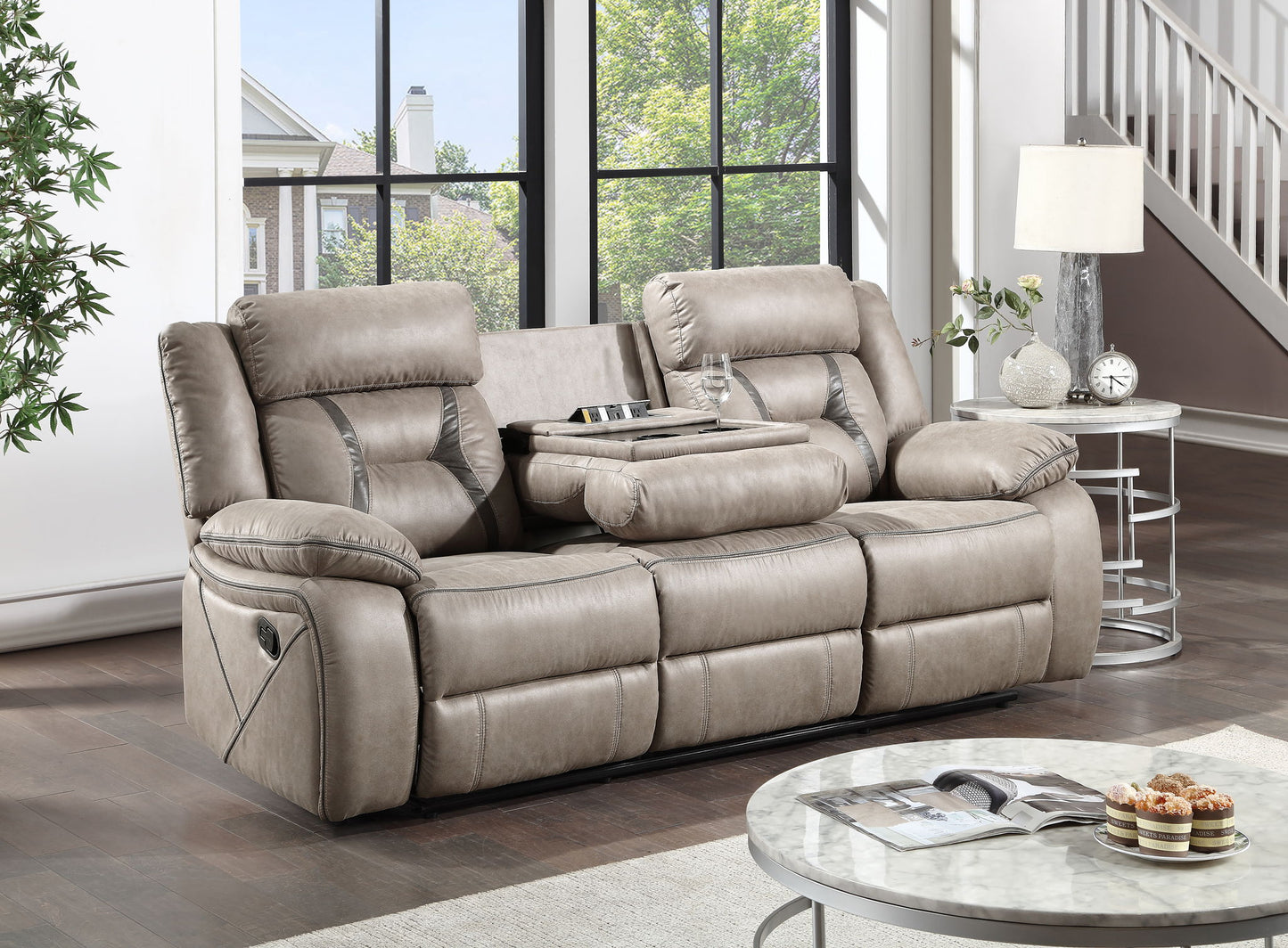 Tyson - Reclining Glider Console - Pearl Silver - Hornell Furniture Outlet