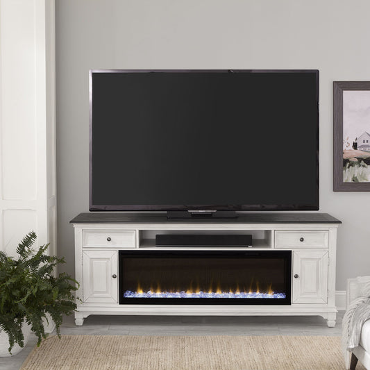 Fireplace TV Consoles - 82" Fireplace TV Console - White - Hornell Furniture Outlet