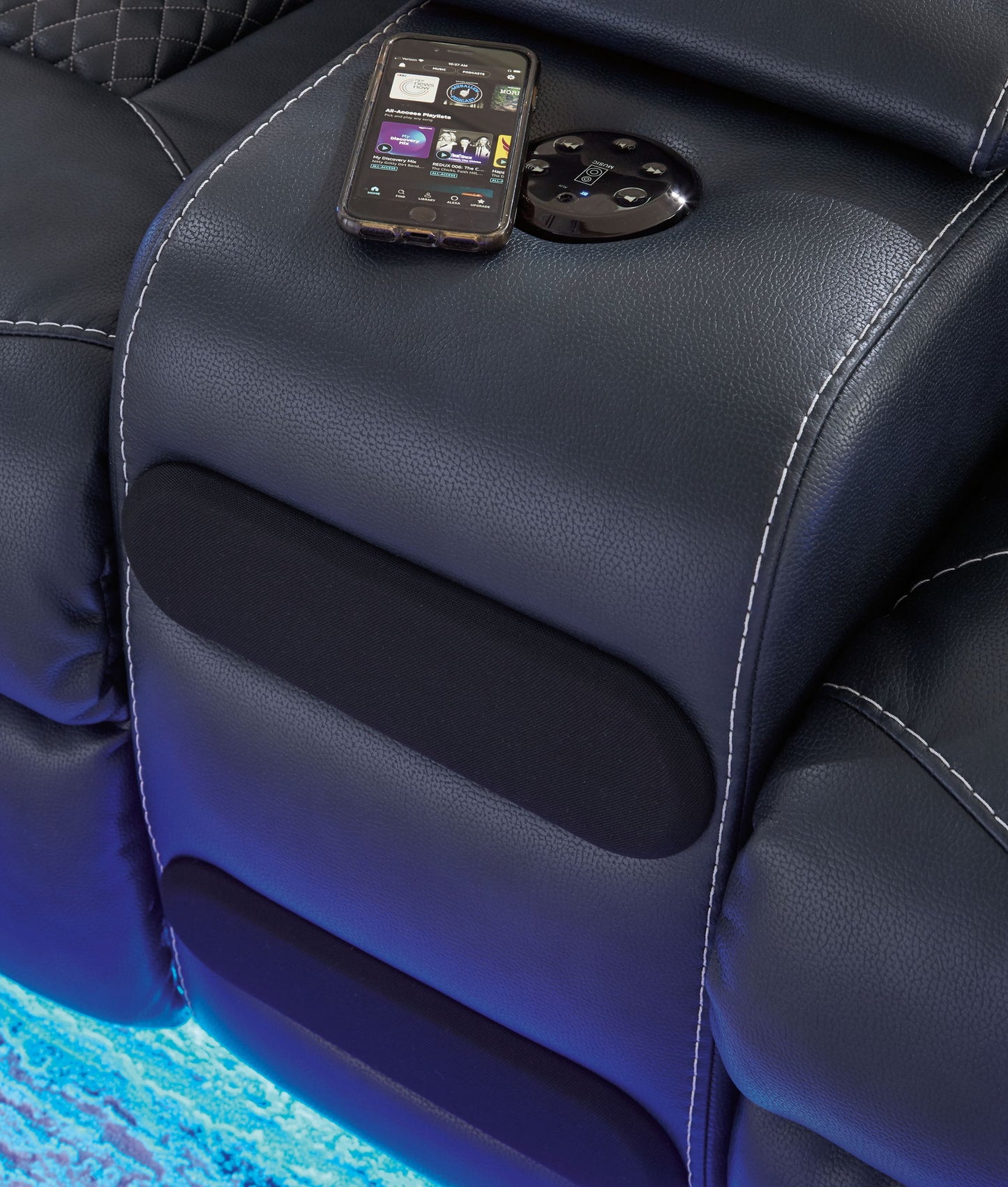Fyne - dyme - Power Reclining Loveseat With Console/Adj Hdrst - Hornell Furniture Outlet