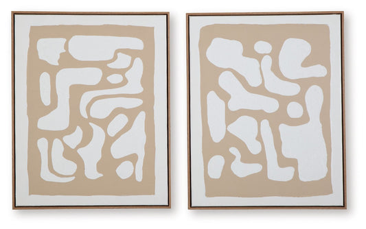 Waldett - Beige / White - Wall Art Set (Set of 2) - Hornell Furniture Outlet