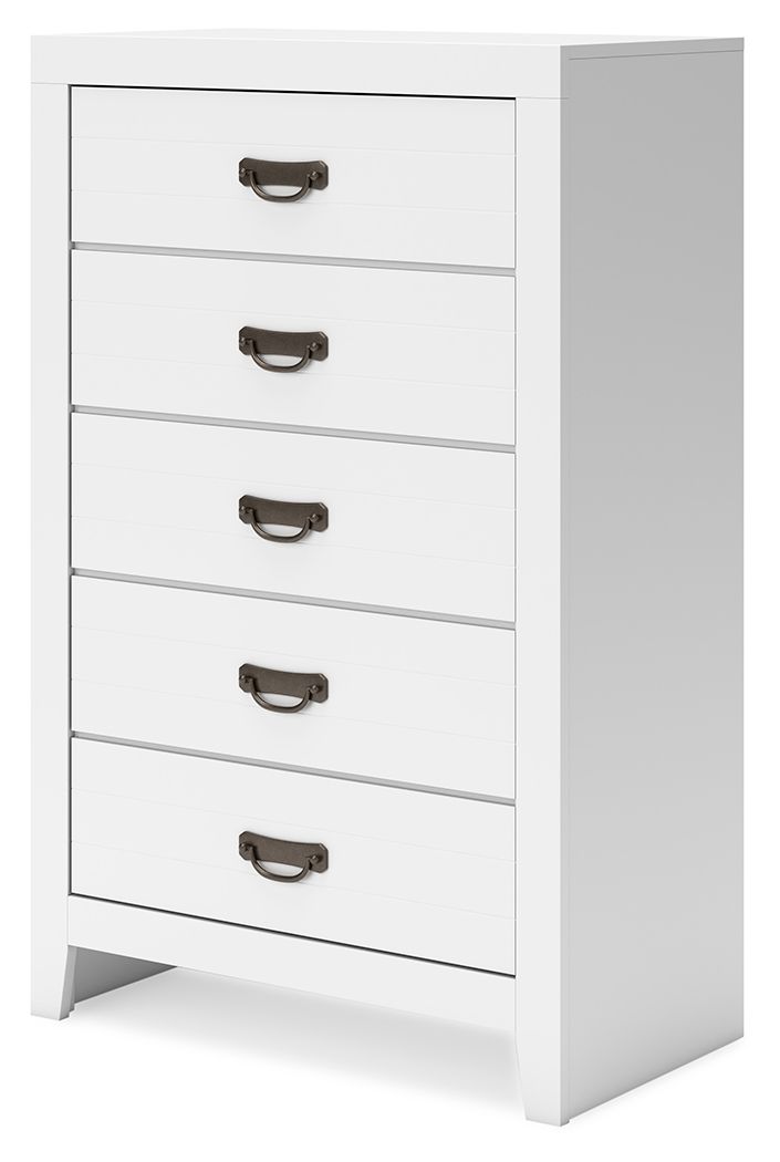Binterglen - White - Five Drawer Chest - Hornell Furniture Outlet