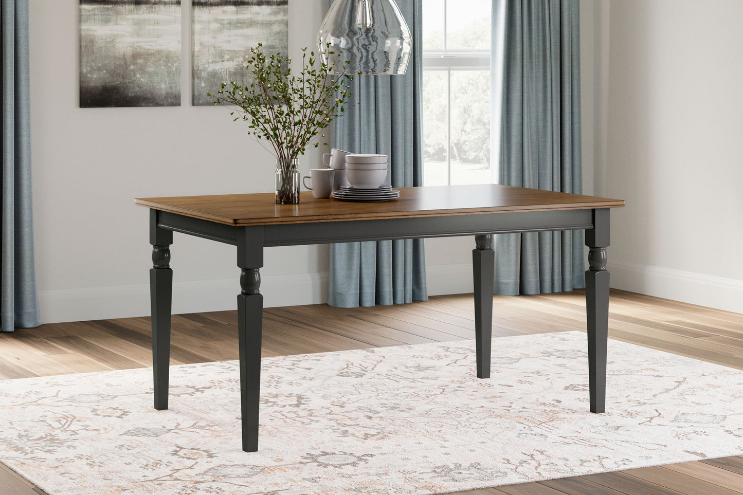 Owingsville - Black / Brown - Rectangular Dining Room Table - Hornell Furniture Outlet