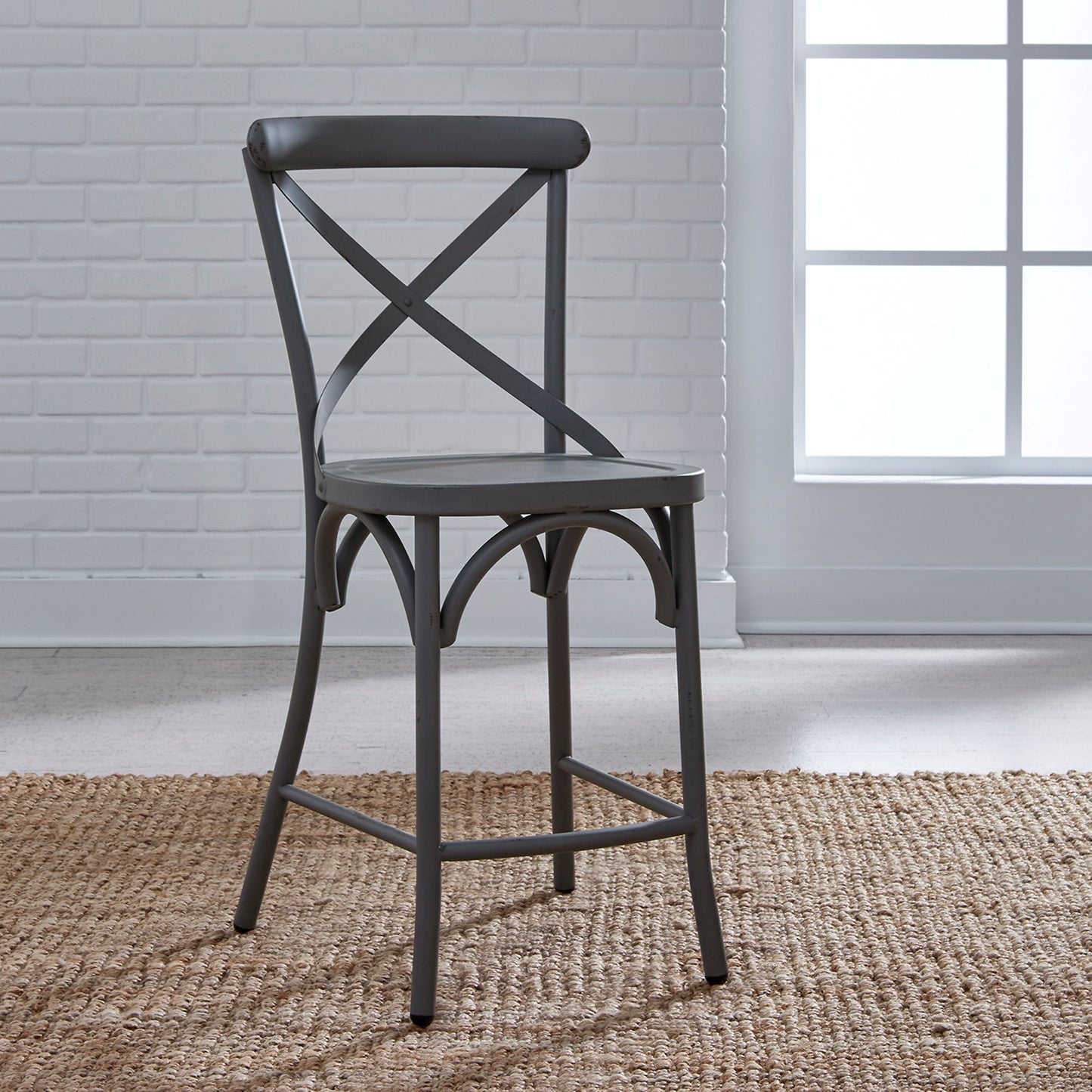 Vintage Series - X Back Counter Chair - Gray - Hornell Furniture Outlet