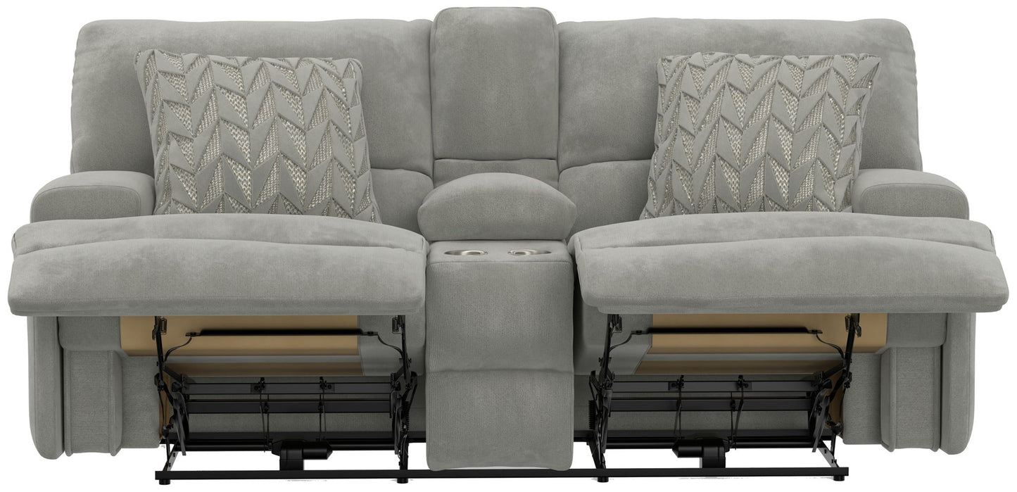 Renaldo - Power Console Loveseat With Zero Gravity Recline - Stone - Hornell Furniture Outlet