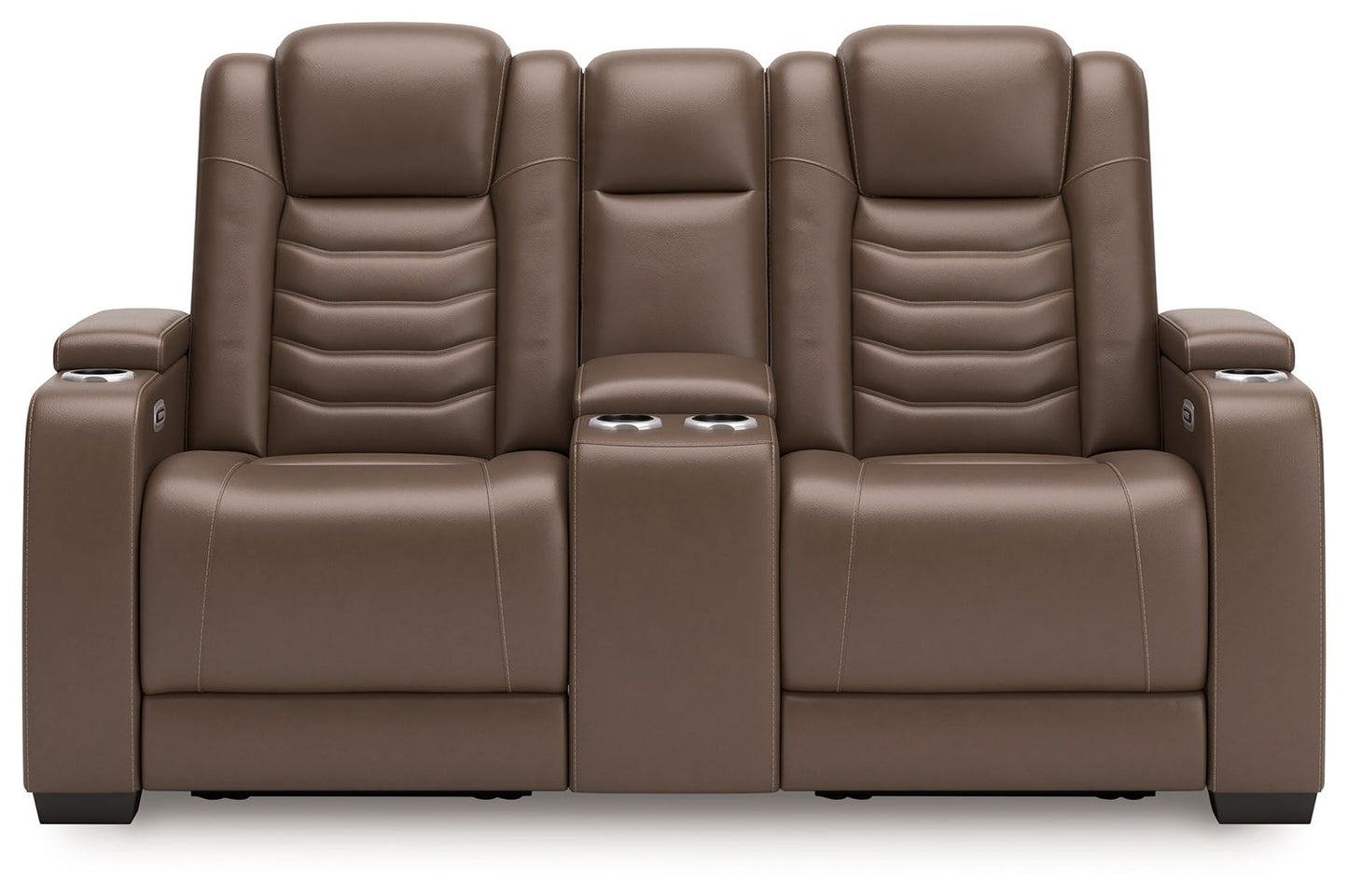 High Impact - Tobacco - Power Reclining Loveseat With Console / Adj Hdrst - Hornell Furniture Outlet