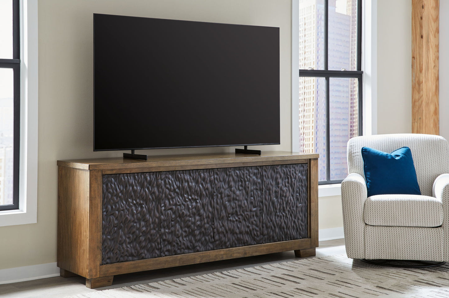 Rosswain - Warm Brown - Extra Large TV Stand - Hornell Furniture Outlet